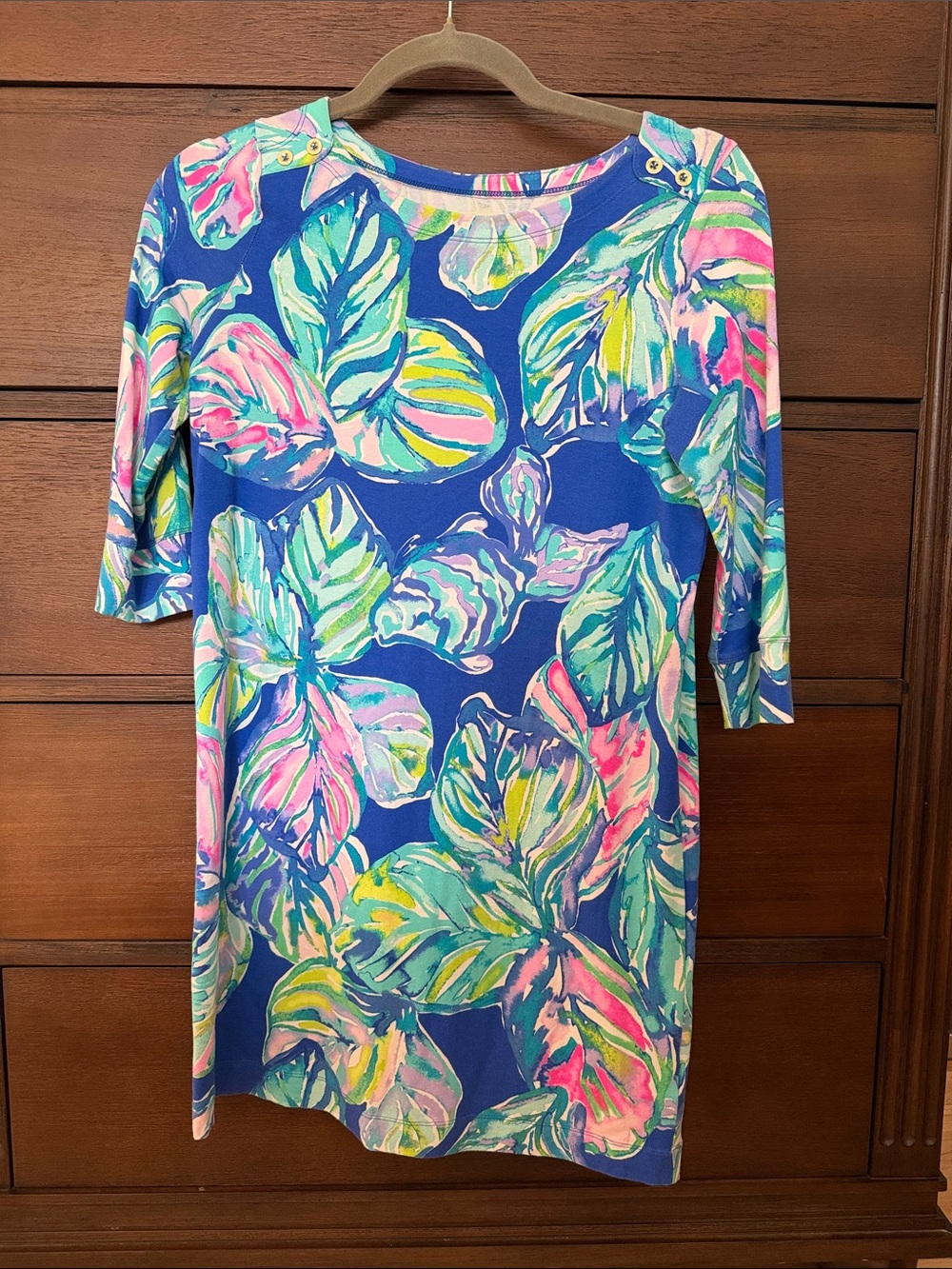 Lilly Pulitzer Blue Tropical-Print Midi Dress